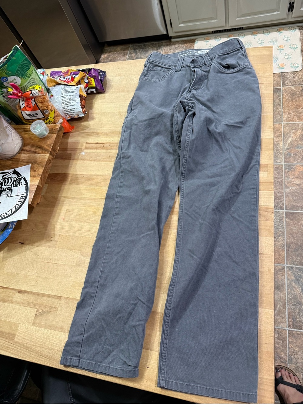 Carhartt Men's Gray Straight-Leg Work Chinos